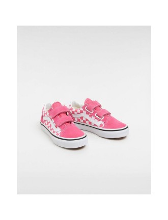 Ténis com banda aderente Old Skool Checkerboard para criança (4-8 anos) Vans Rosa