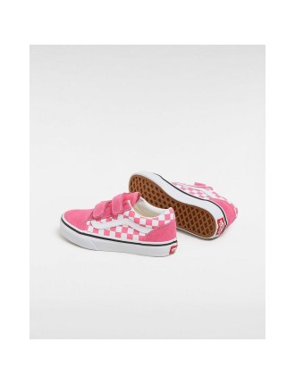 Ténis com banda aderente Old Skool Checkerboard para criança (4-8 anos) Vans Rosa